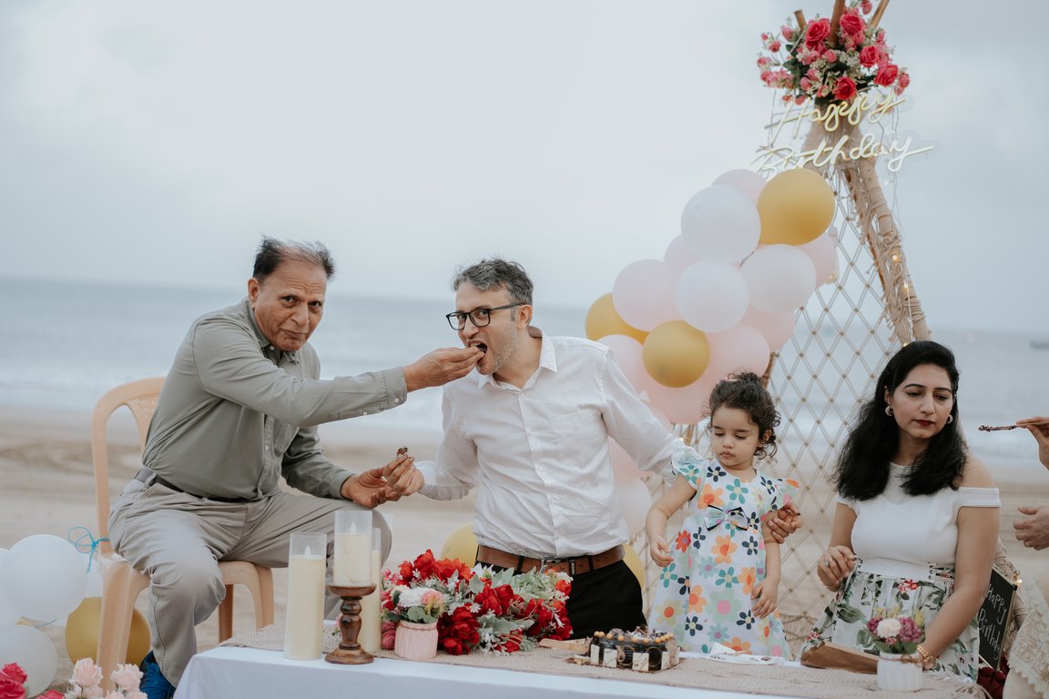 Private beach birthday setup in Diu