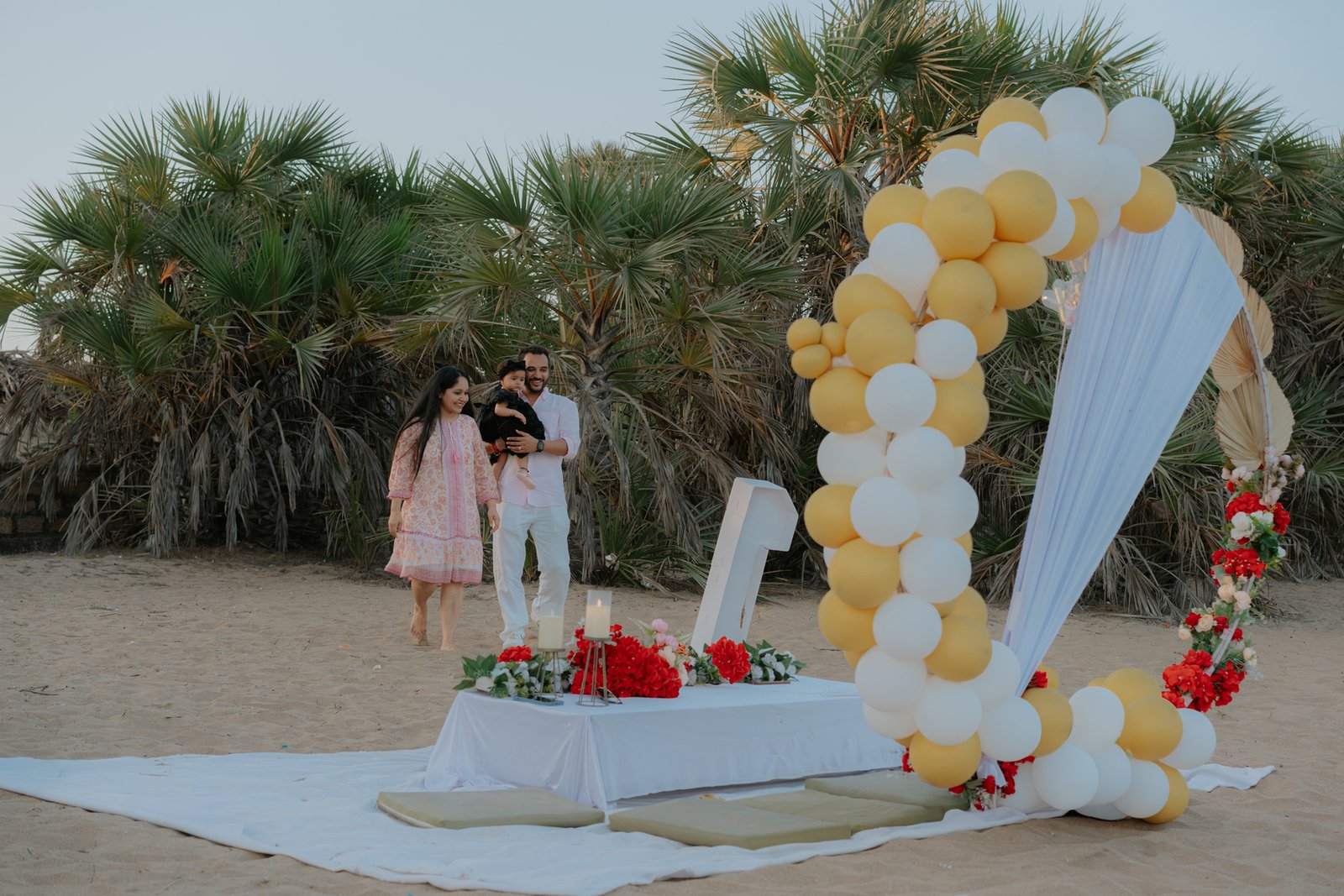 Beach birthday setup detail