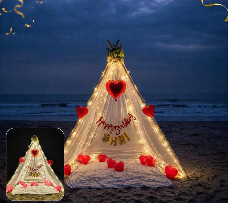 Enchanted Heartlight birthday setup in Diu