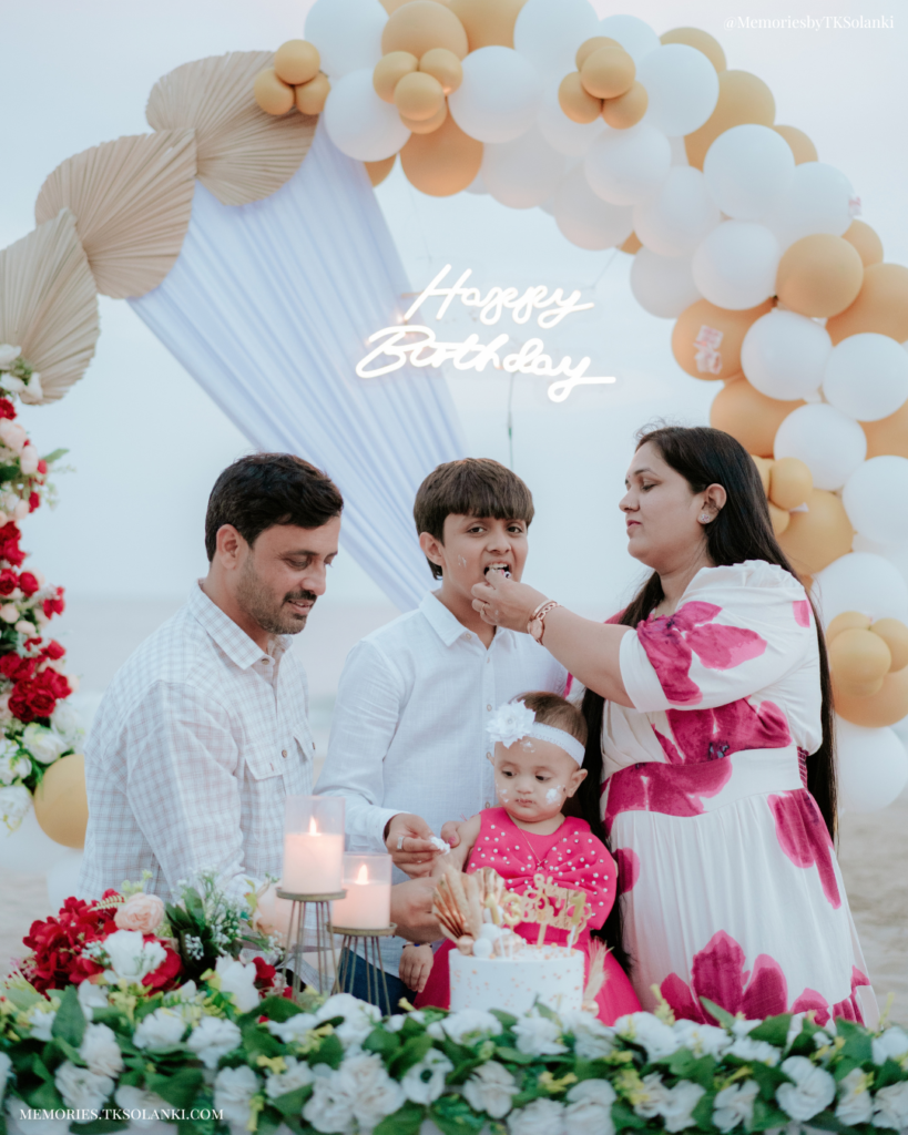 Baby girl first birthday photography at Diu Beach by Memories by TK Solanki